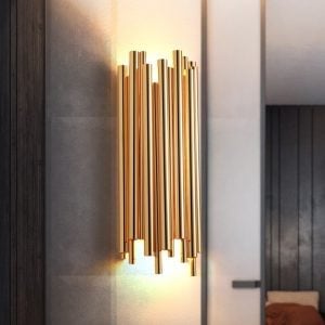 Złota aluminiowa lampa ścienna LED Brubeck