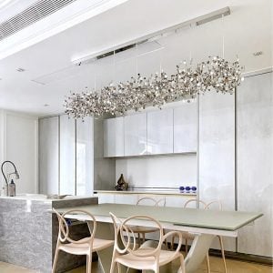 Hand-Made Stainless Steel Leaf Chandelier