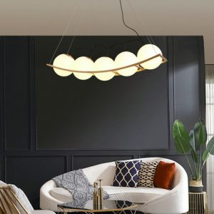 Lampe à suspension LED incurvée en bois
