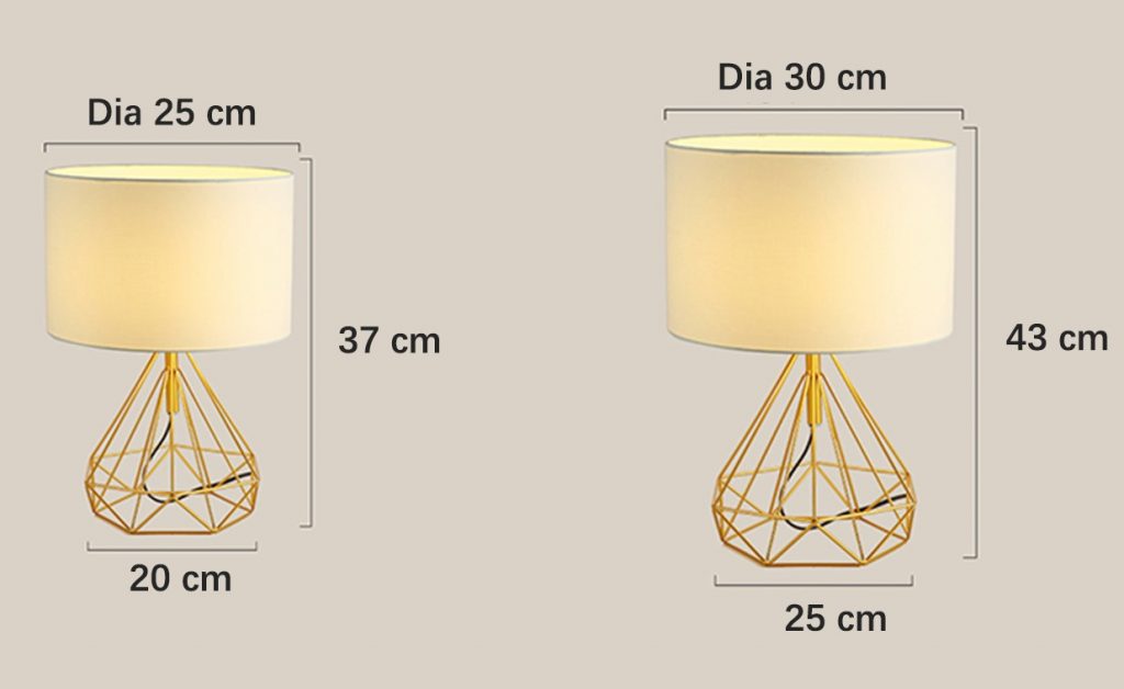 Diamentowa lampa stołowa z tkaniny